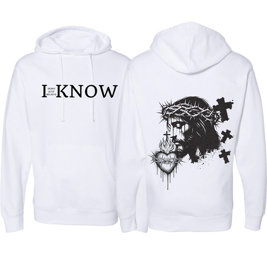 "I Don't Just Believe, I Know" Jesus Heart Three Cross Hoodie#8