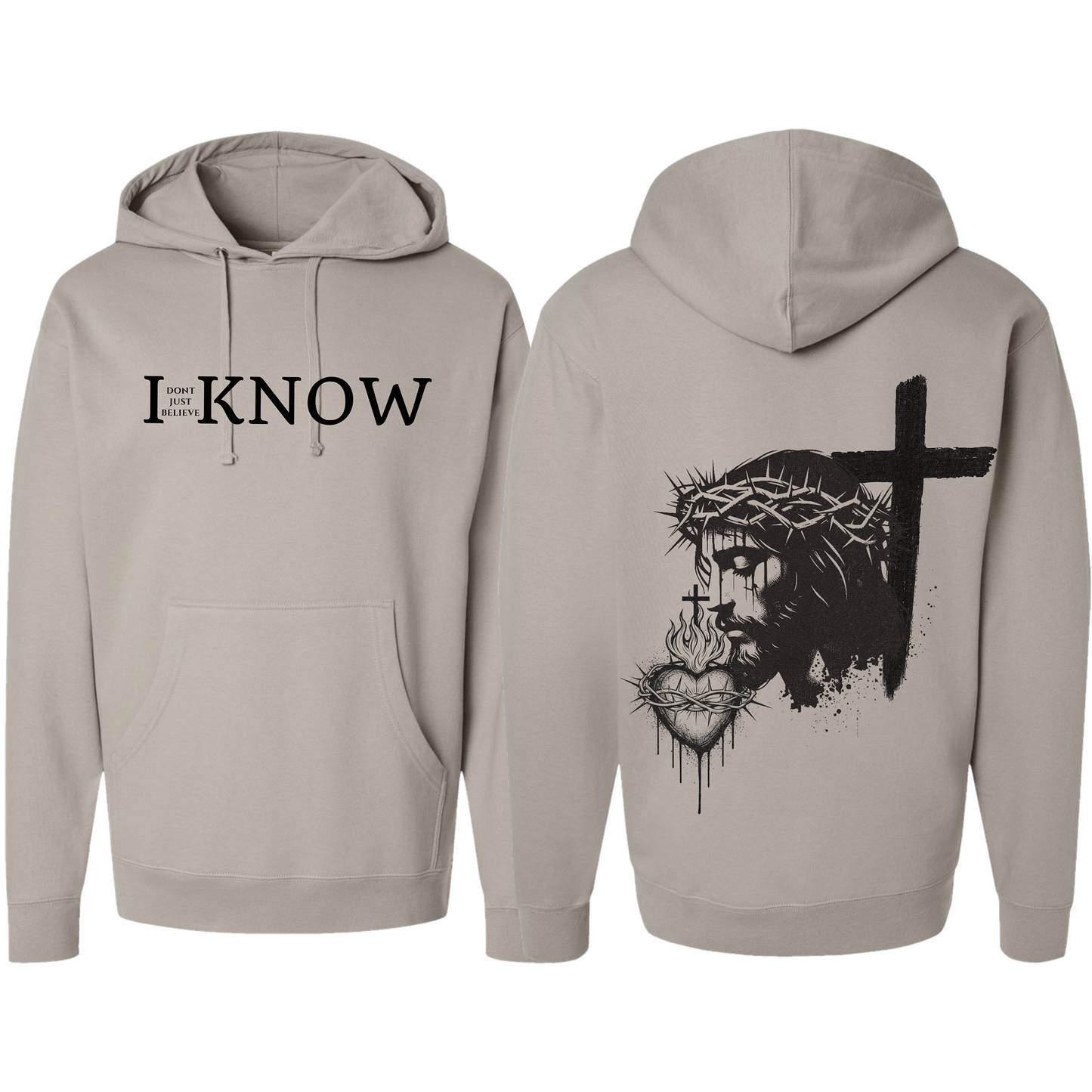 "I Don't Just Believe, I Know" Jesus Heart One Cross Hoodie#9