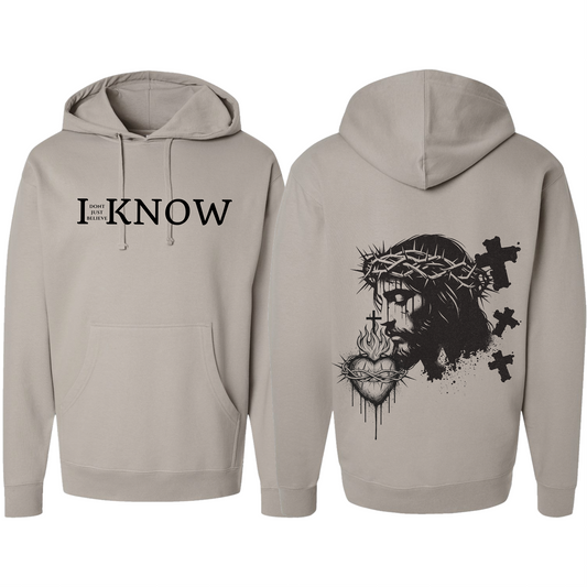 "I Don't Just Believe, I Know" Jesus Heart Three Cross Hoodie#8