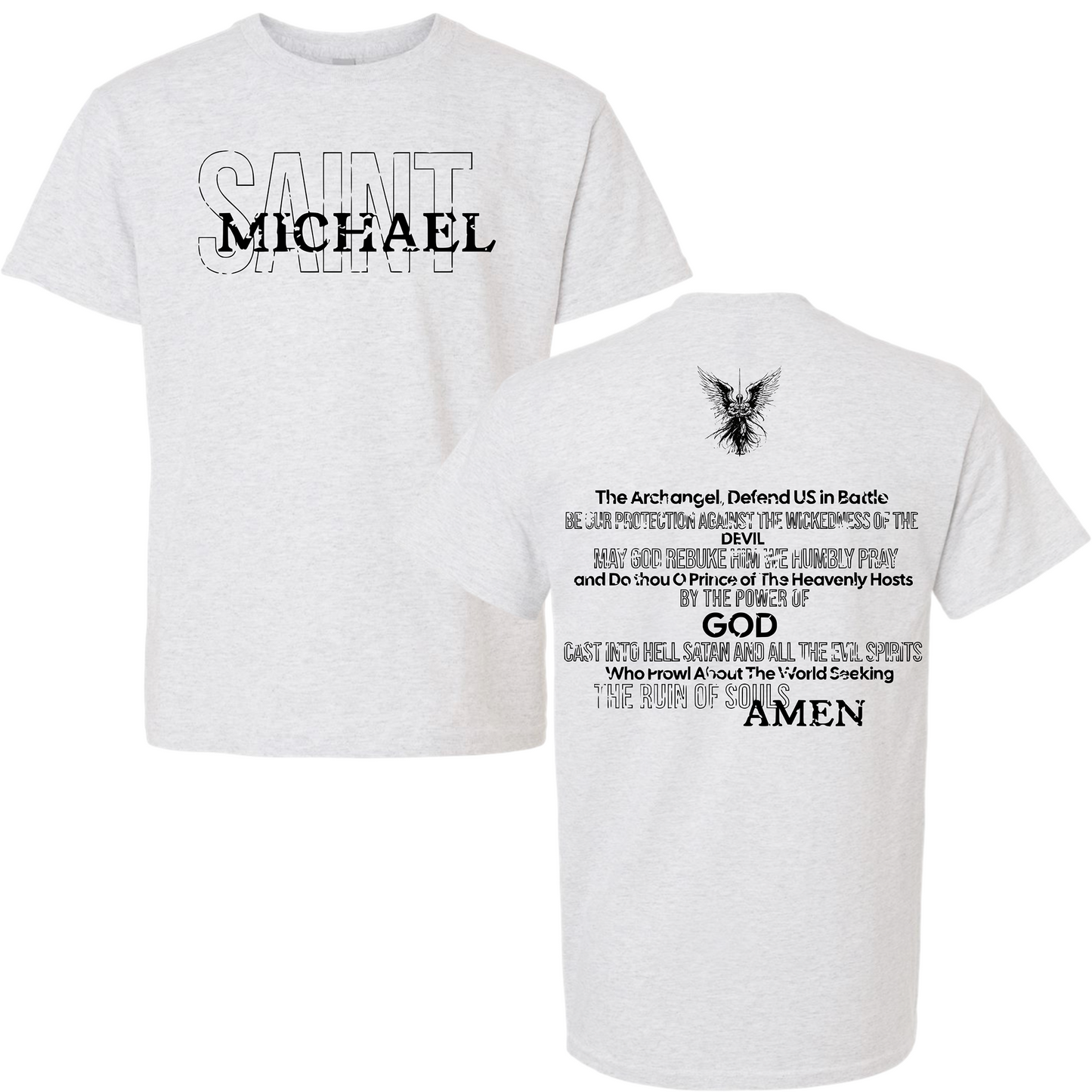 (Front) St. Michael (Back) Full Prayer T-Shirt