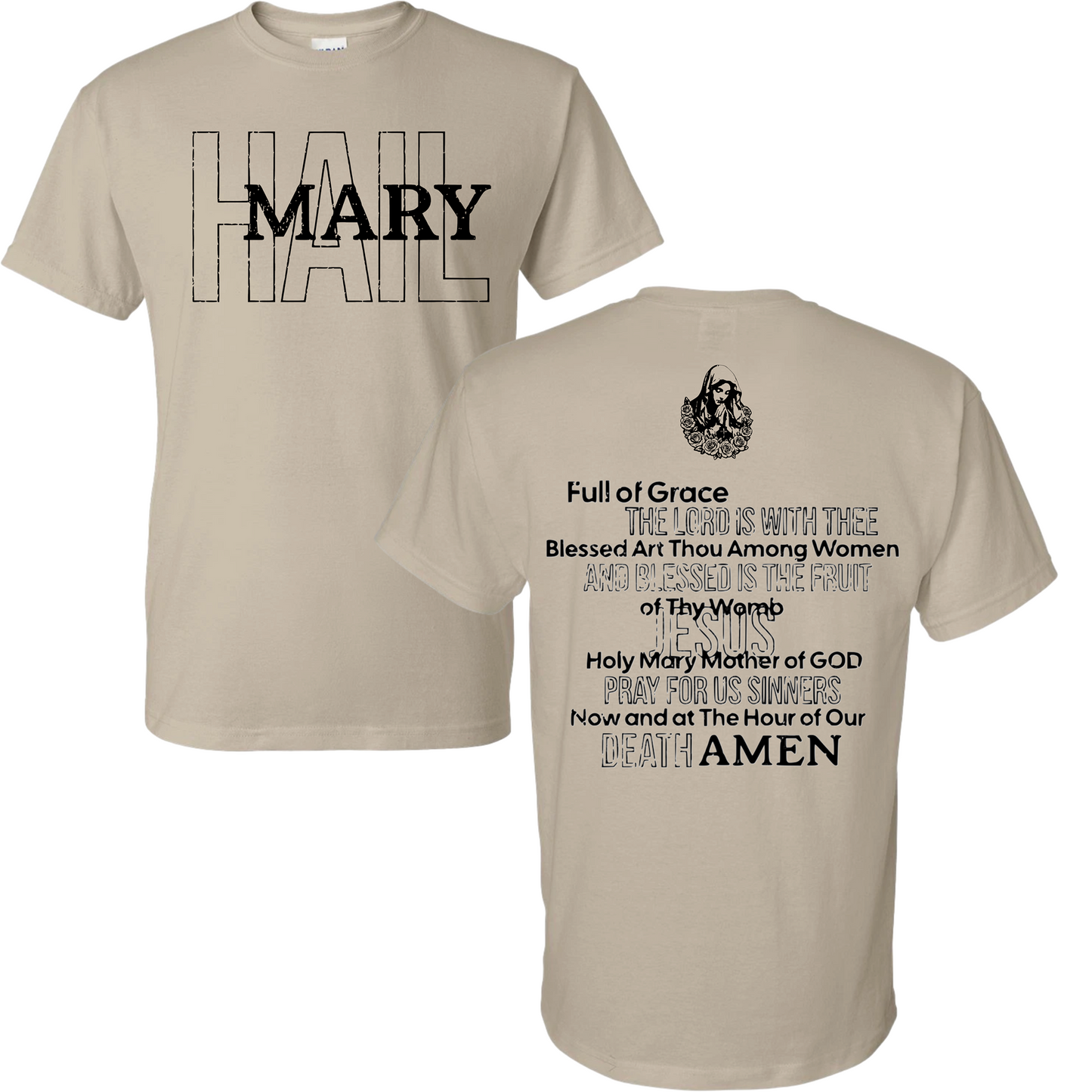 (Front) Hail Mary (Back) Full Prayer T-Shirt