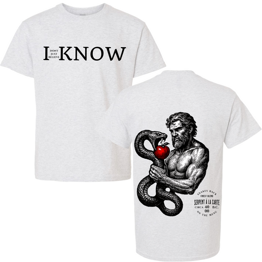 "I Don't Just Believe, I know" Resisting Temptation Badge T-Shirt #7